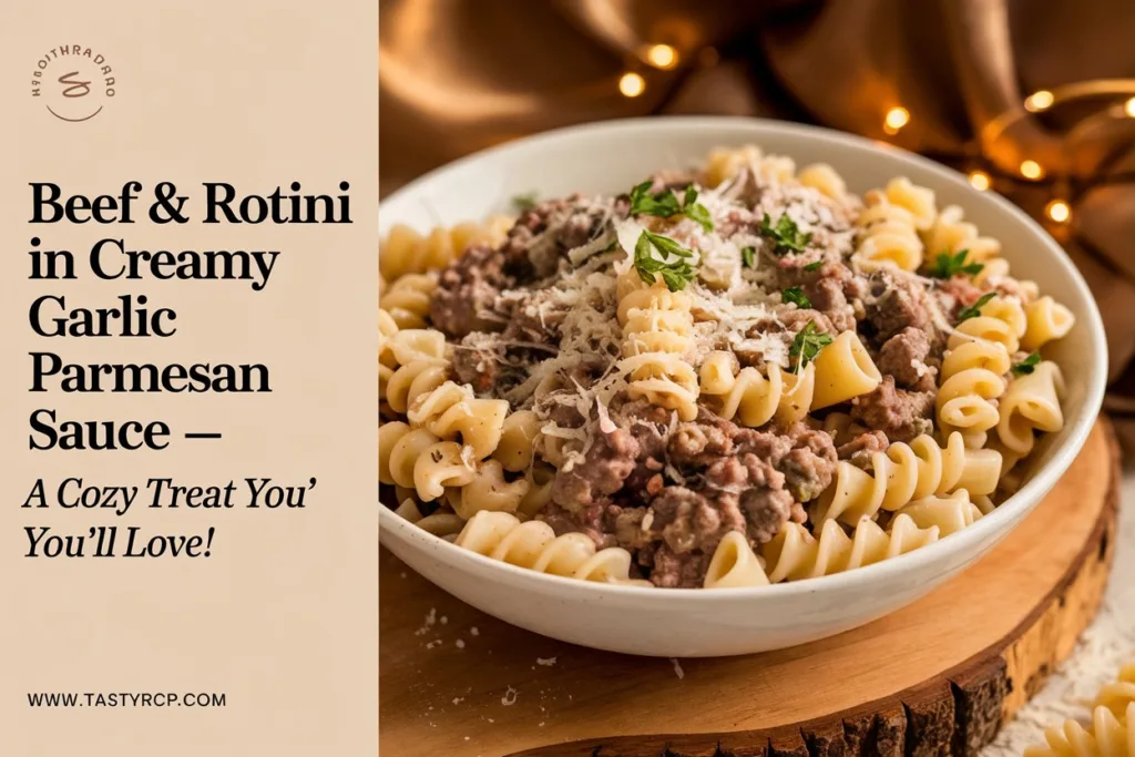 Beef & Rotini in Creamy Garlic Parmesan Sauce