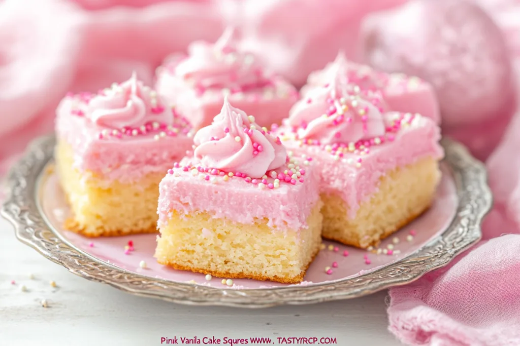 Pink Vanilla Cake Squares