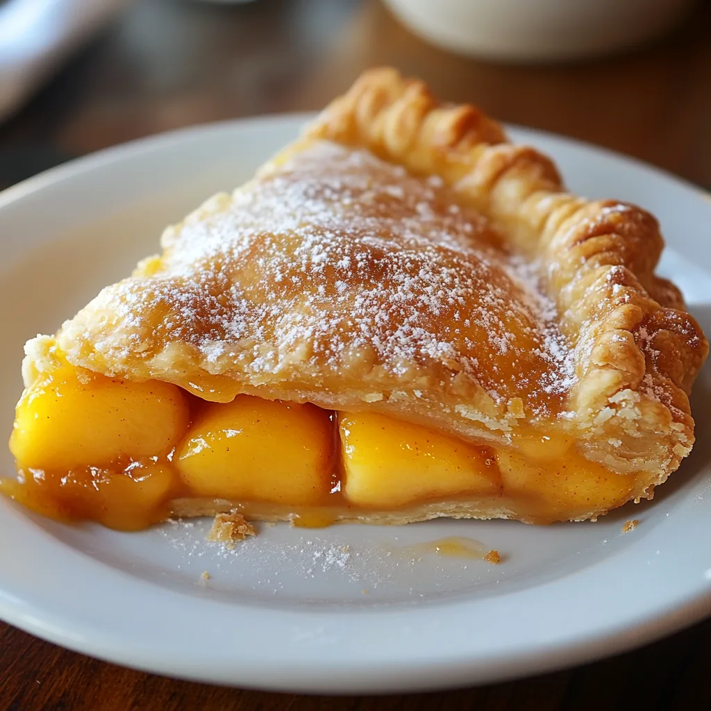 Crispy peach fried pie with flaky crust and sweet filling