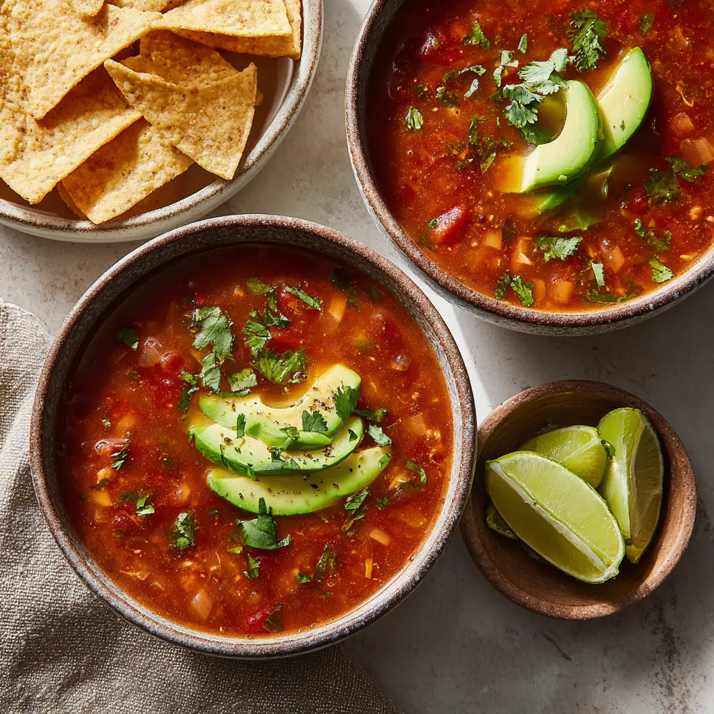 Creamy Hatch chili soup with cilantro and crusty bread