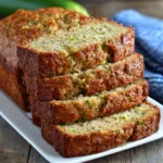 Zucchini bread served with butter and tea for breakfast