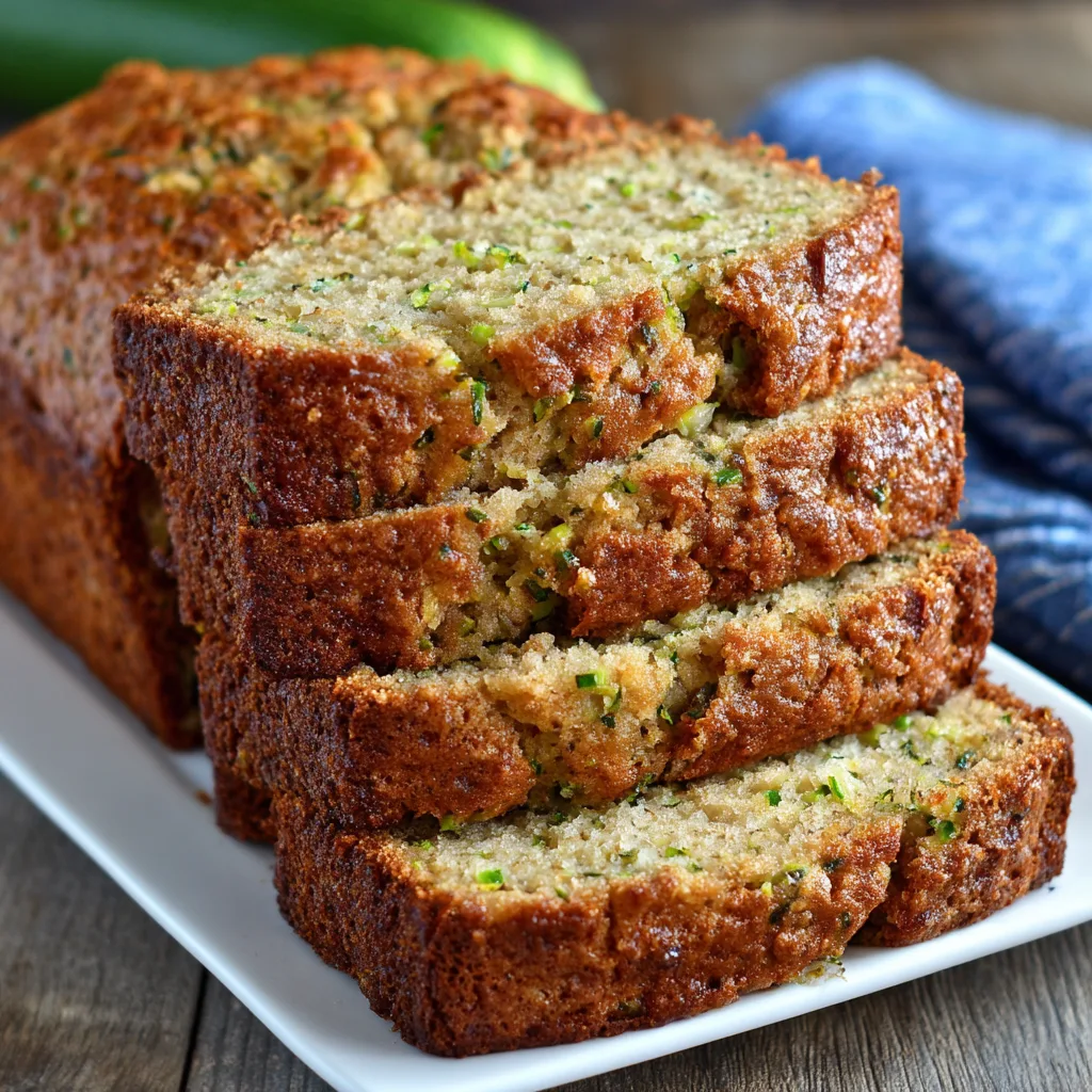 Zucchini bread served with butter and tea for breakfast