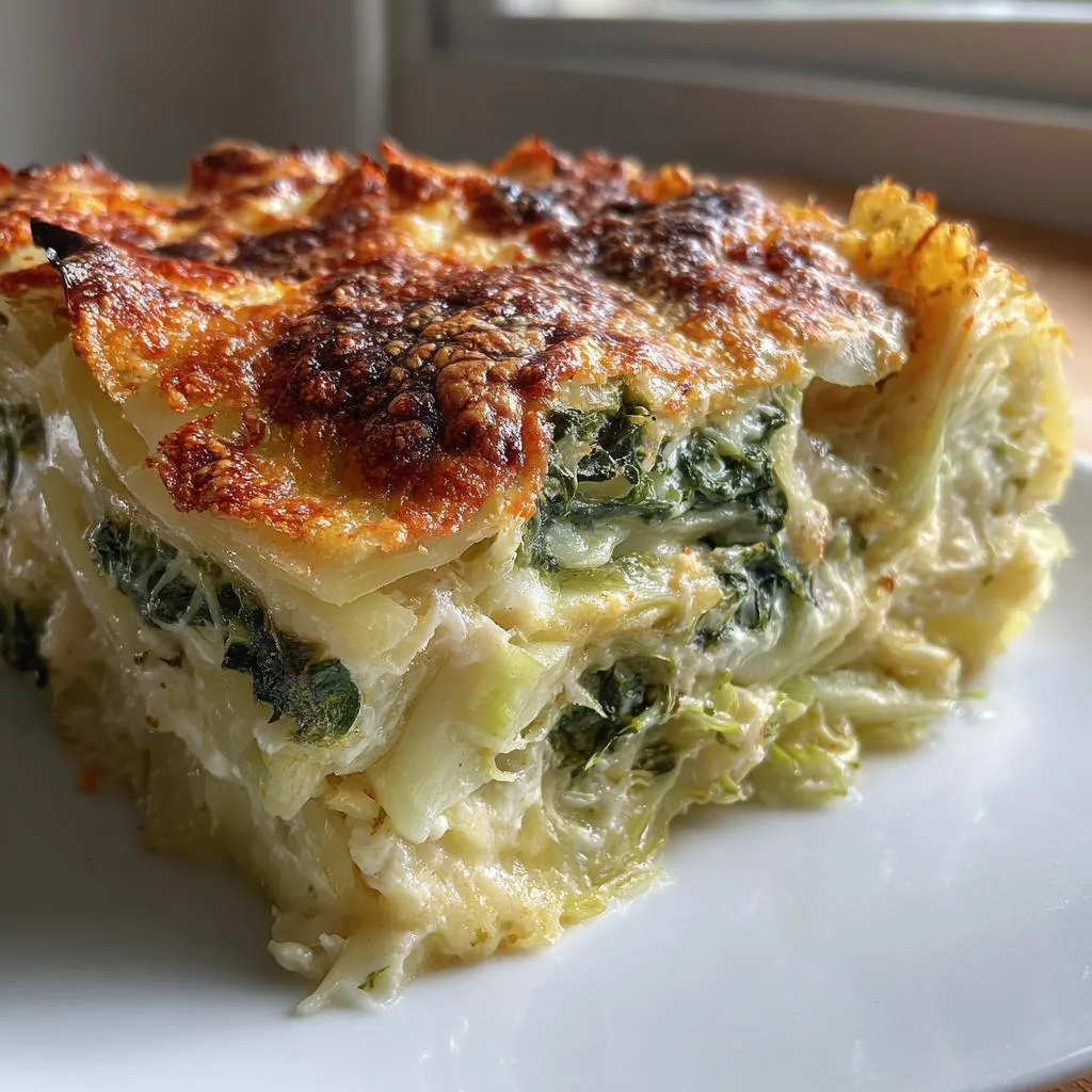 Cheesy Cabbage and Spinach Bake with Creamy Filling