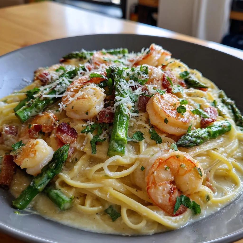 Delicious Shrimp Asparagus Carbonara for Quick Family Dinners