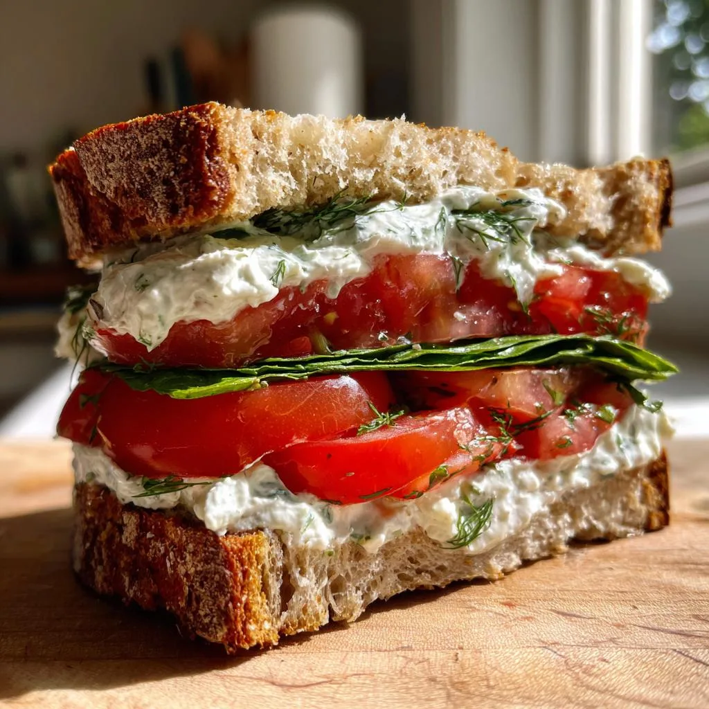 Irresistible Tomato Sandwich with Creamy Dill Surprise