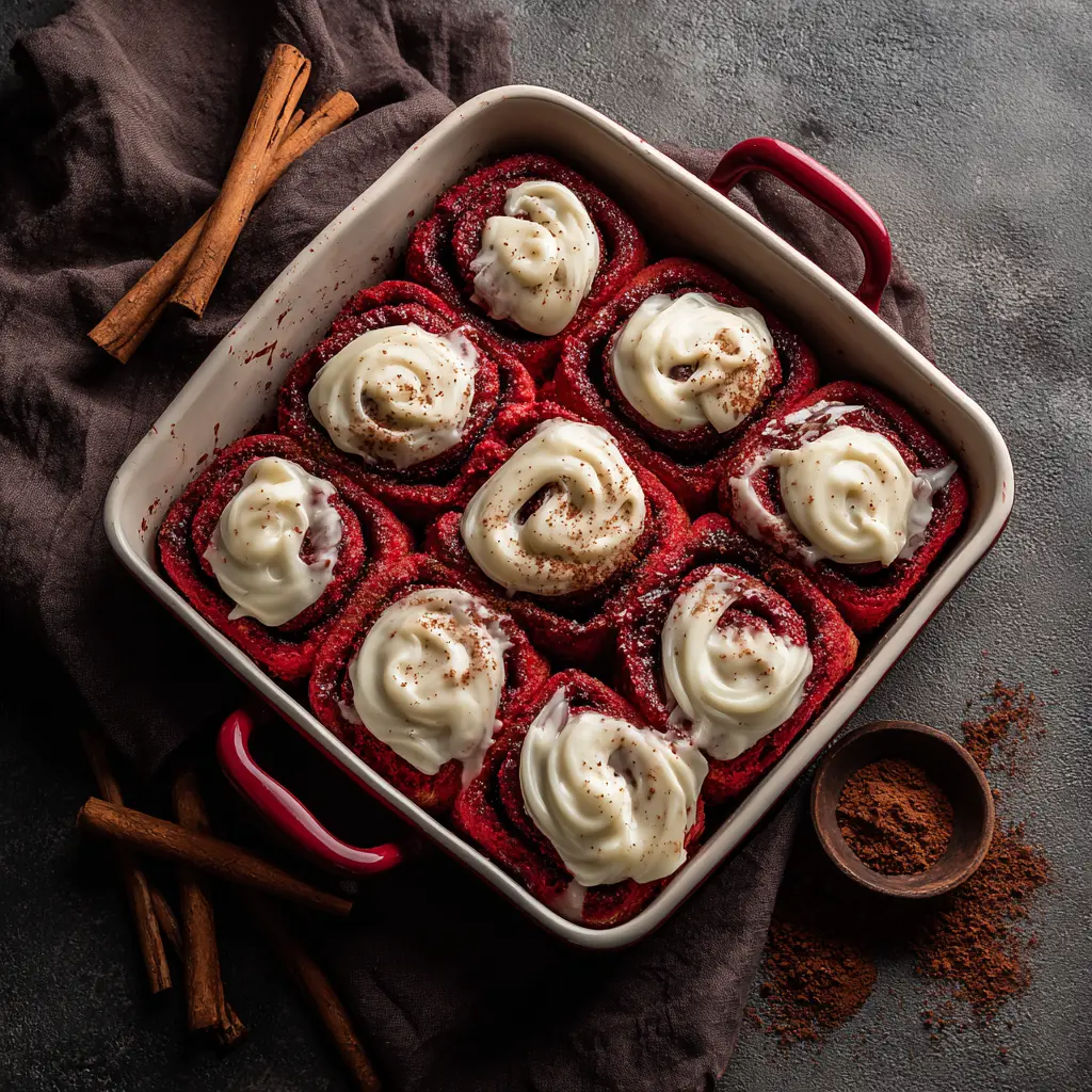 Heavenly Red Velvet Cinnamon Rolls