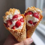 BEST RECIPE for Strawberry Crunch Cheesecake Cones