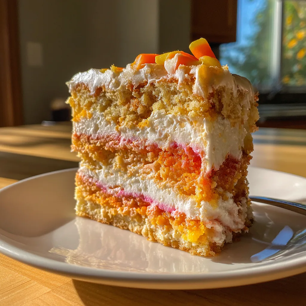 Candy Corn Poke Cake