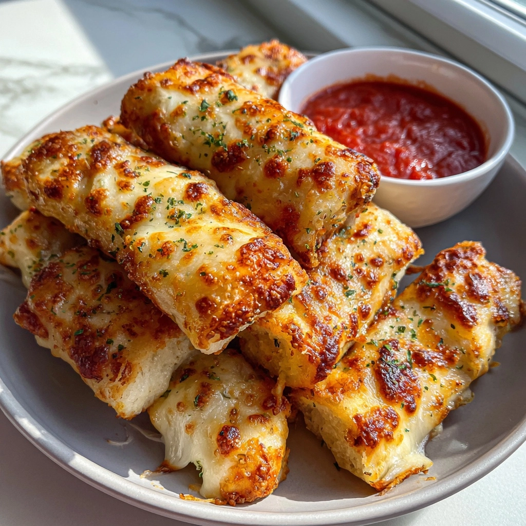 Cheesy Halloween Breadstick Bones with Marinara Blood for Dipping