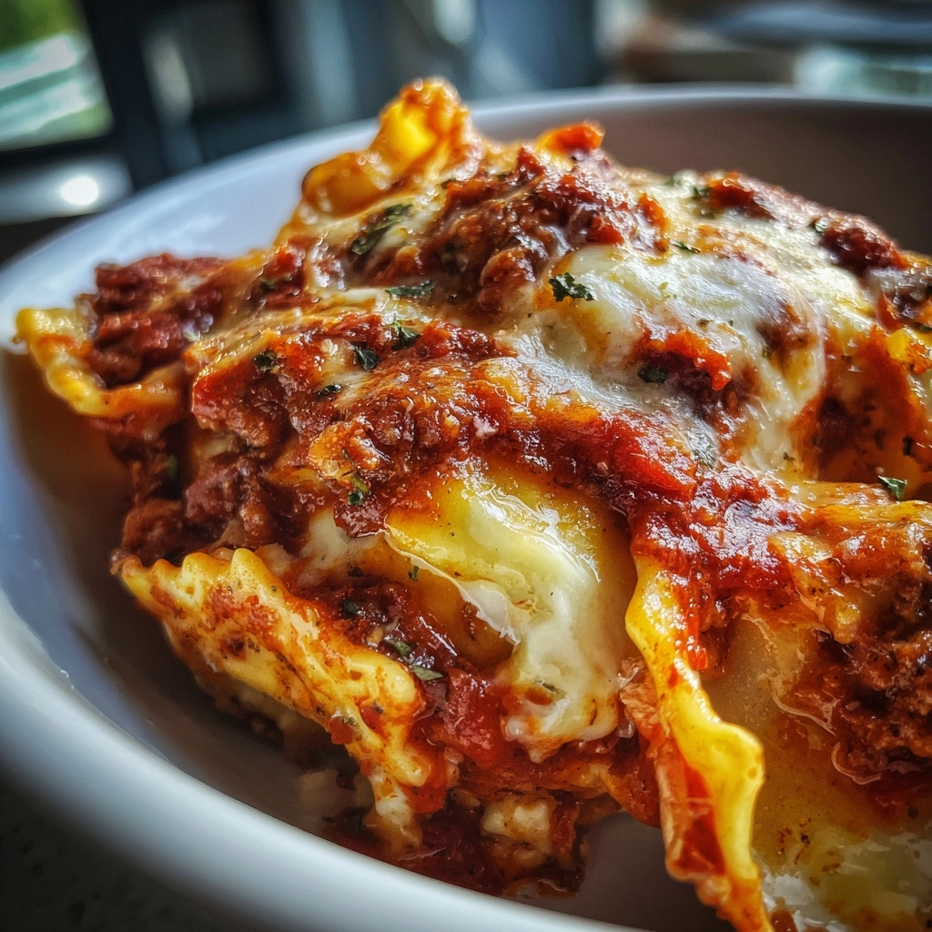 Crockpot Ravioli Lasagna – The Easiest Cheesy Comfort Food! 🧀🍅