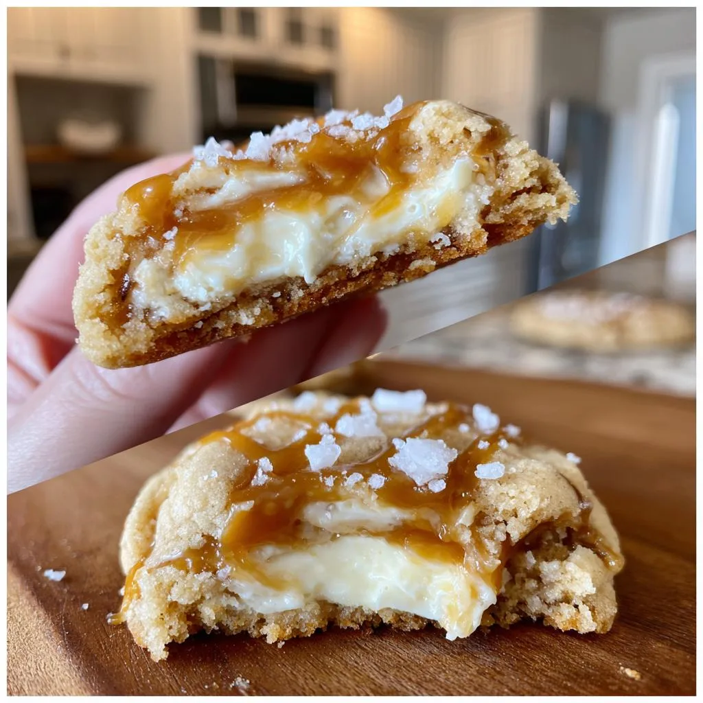 Homemade Salted Caramel Cheesecake Cookies Inspired by Crumbl - The Cooking Duo