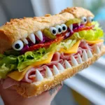 Monster Sub with Cheese Teeth & Eyeballs
