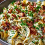 Pasta Boursin met spekjes