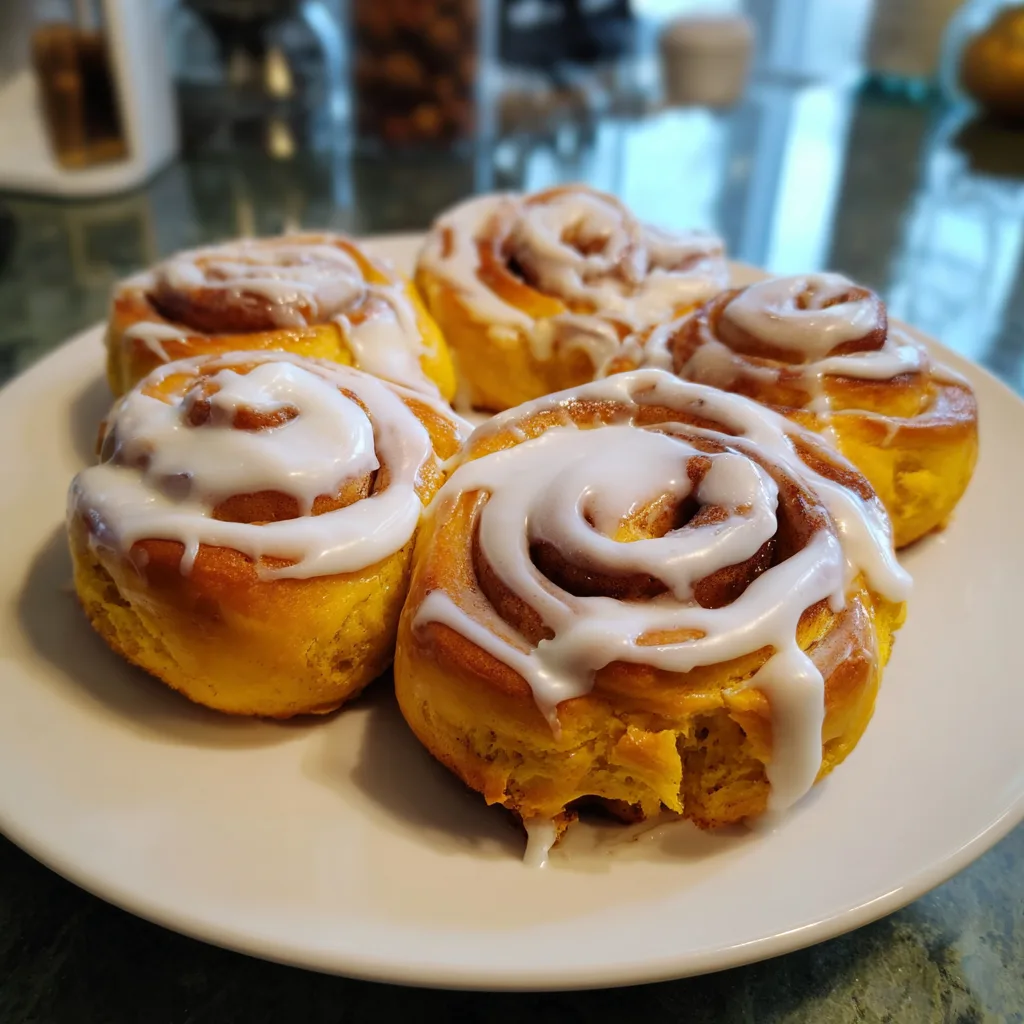 Pumpkin Shaped Cinnamon Rolls with Cream Cheese Frosting