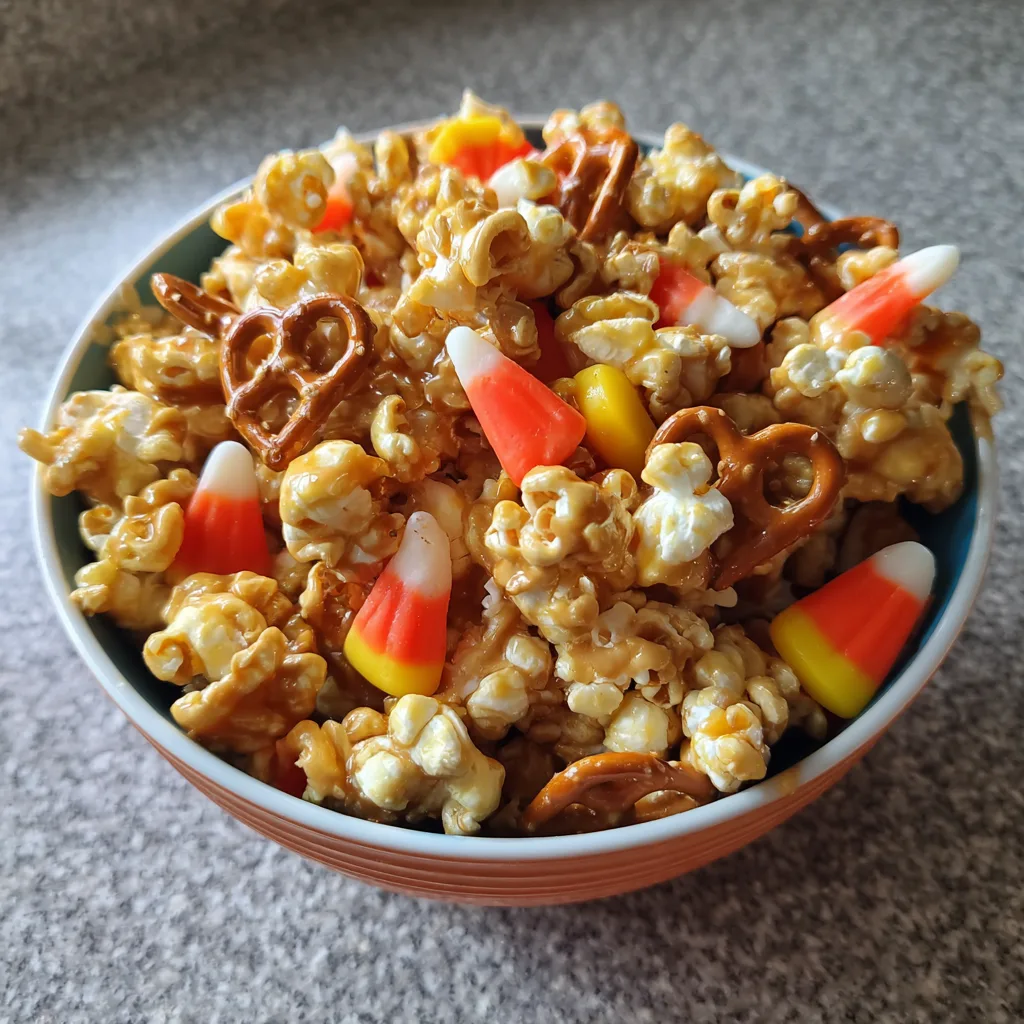 Scarecrow Crunch Snack Mix Recipe | Halloween Caramel Corn