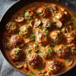 Stroganoff-pannetje met gehaktballetjes