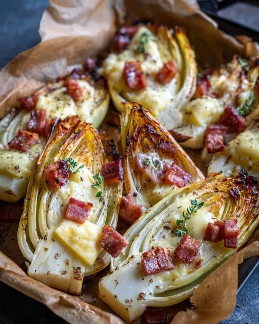 Witlof uit de oven met brie en spek