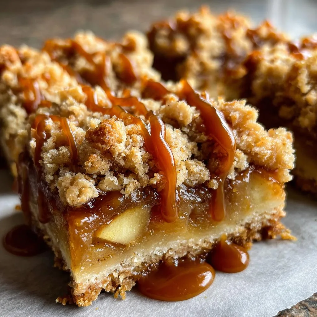 salted caramel apple crumble bars