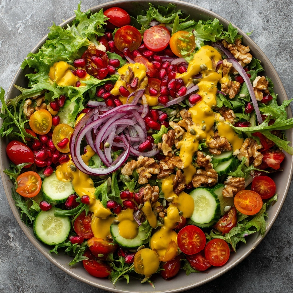 Christmas Salad with Honey Mustard Dressing.