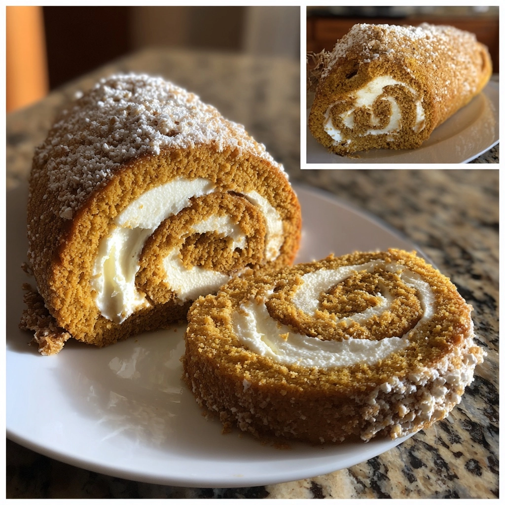 Creamy Pumpkin Spice Roll Cake