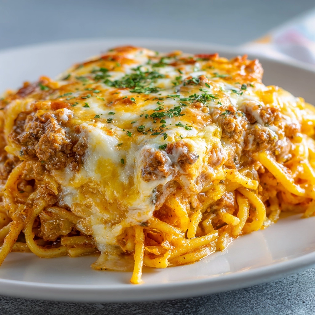 Creamy Southern Spaghetti Bake – Cheesy Comfort in Every Bite!
