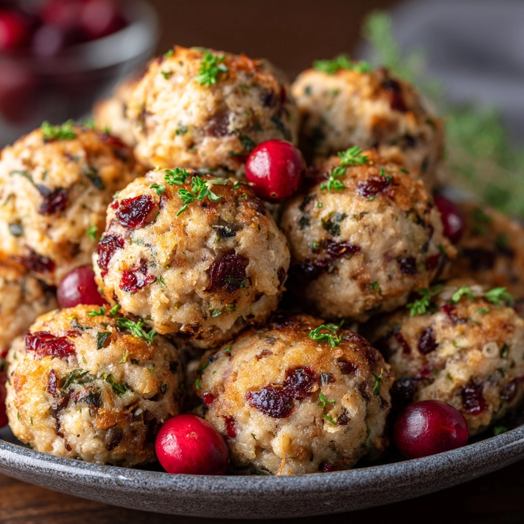 Festive Cranberry Turkey Stuffing Balls