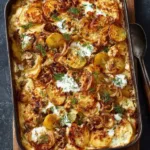 Griekse Gyros-Ovenschotel met Aardappel en Tzatzikisaus