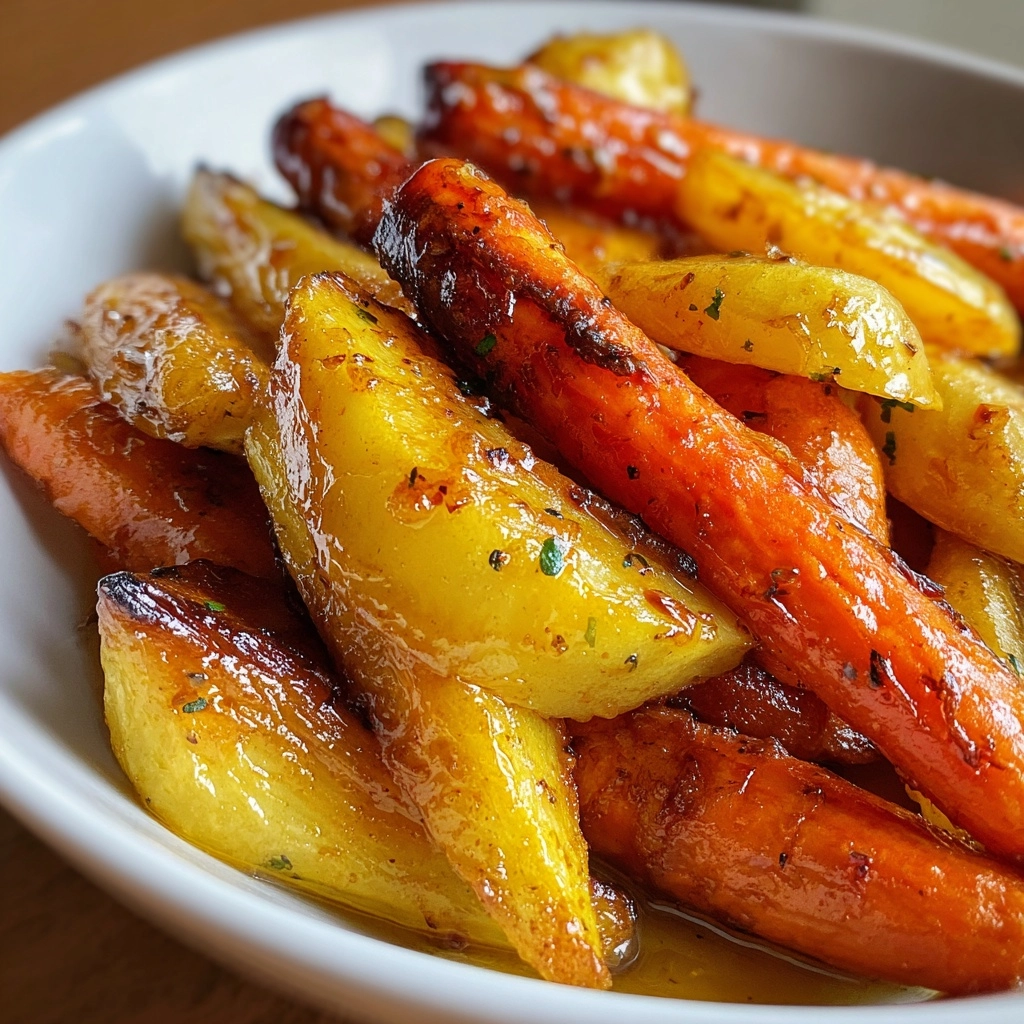 Maple Dijon Roasted Apples & Carrots
