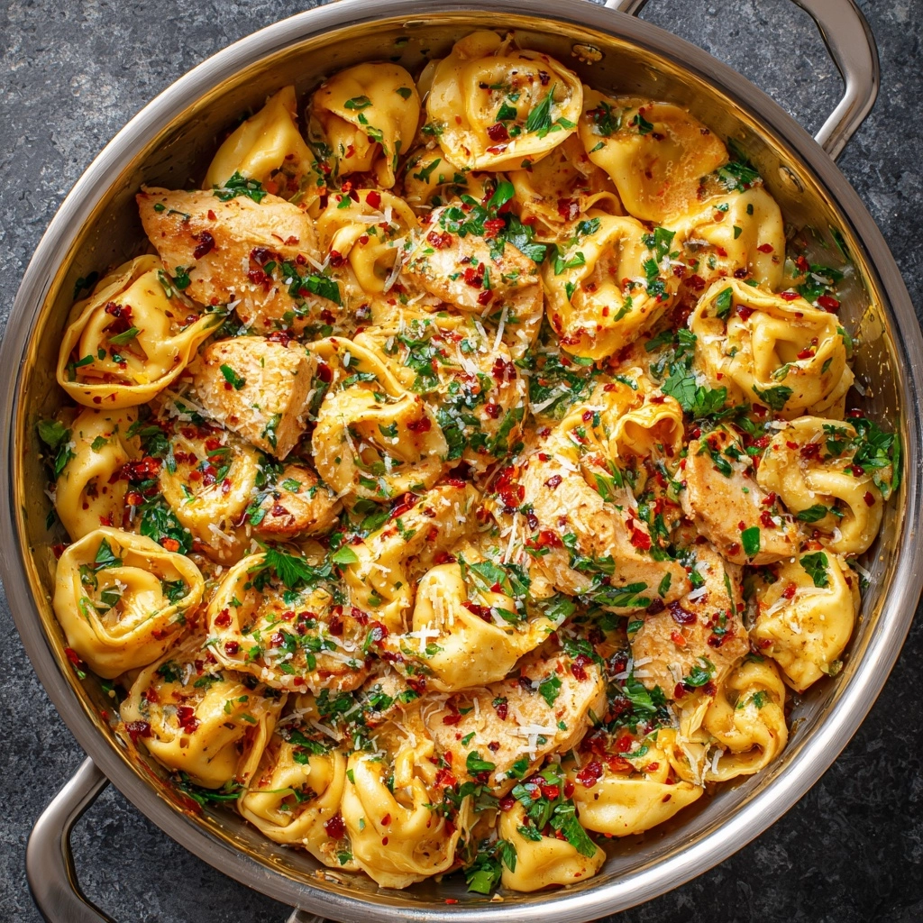 One-Pot Spicy Garlic Butter Chicken Tortellini