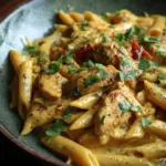 Penne met romige kokos-curry en kip