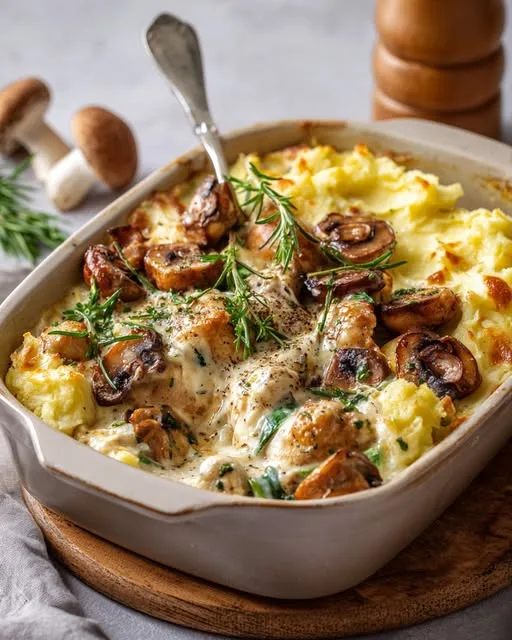 Romige Kip-Ovenschotel met Prei en Champignons