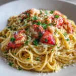 Indulge in Lobster Pasta with Creamy Garlic Butter Parmesan Sauce!