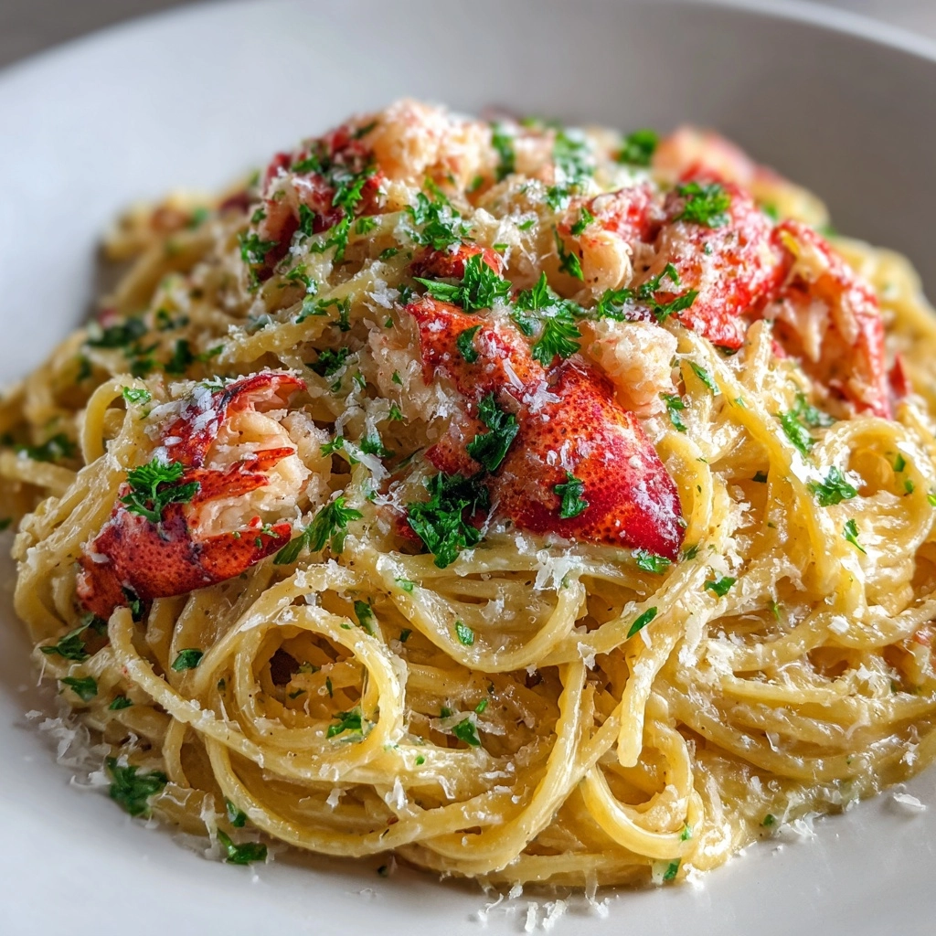 Indulge in Lobster Pasta with Creamy Garlic Butter Parmesan Sauce!