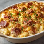 Indulge in a Cheesy Polish Comfort Classic: Kielbasa Pierogi Bake!