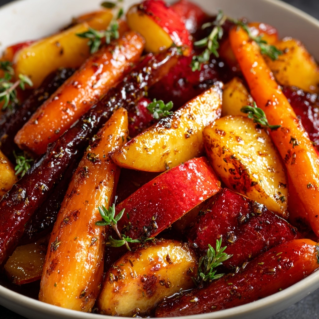 Maple Dijon Roasted Apples & Carrots