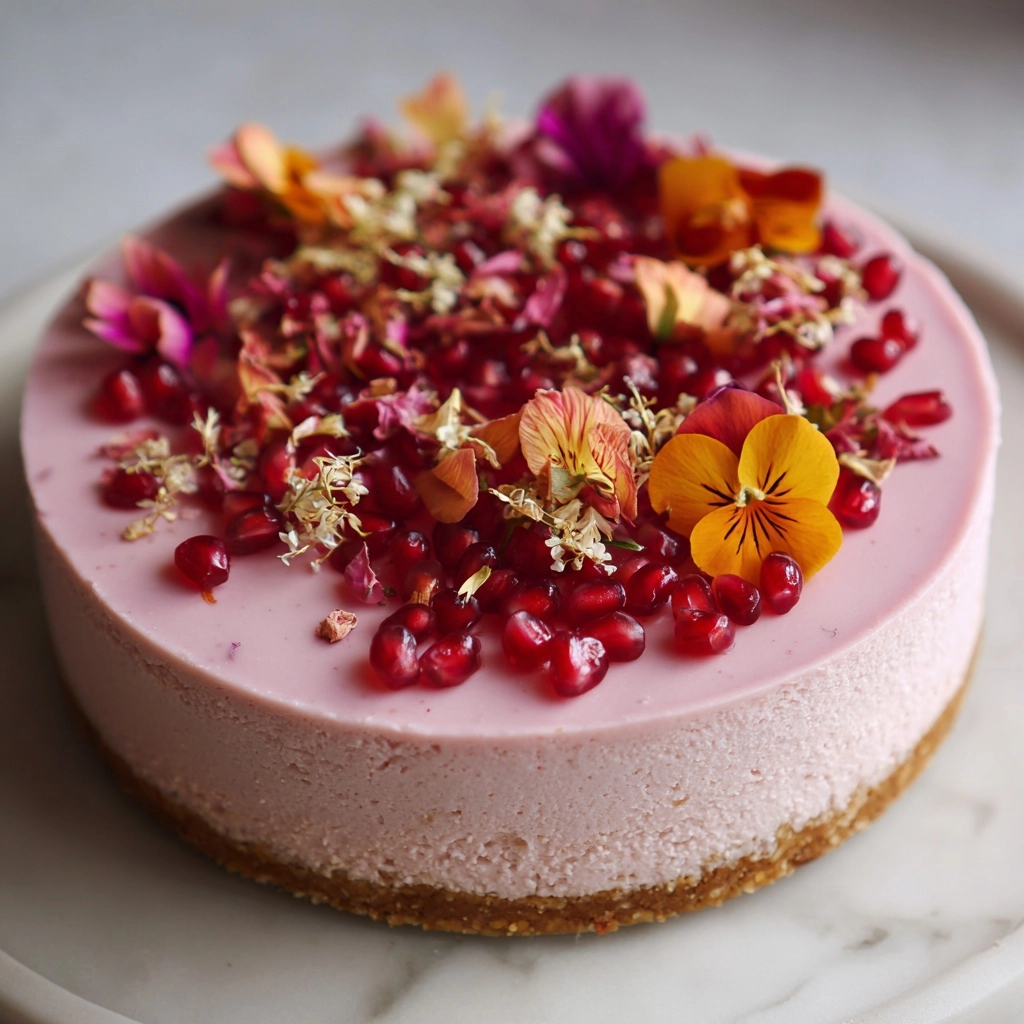 No-Bake Pomegranate Rose Elderberry Cheesecake That Wows