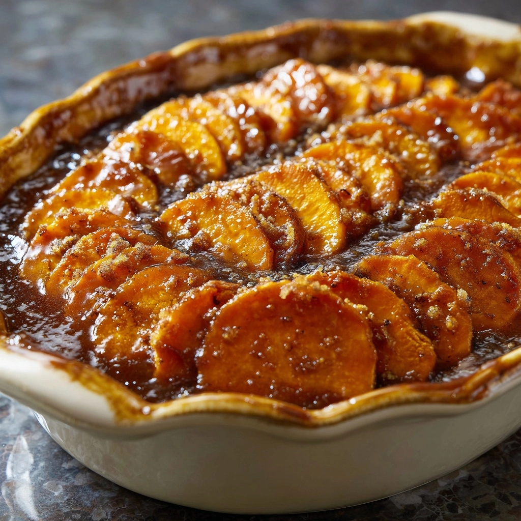 Scalloped Sweet Potato Casserole with Brown Sugar Sauce
