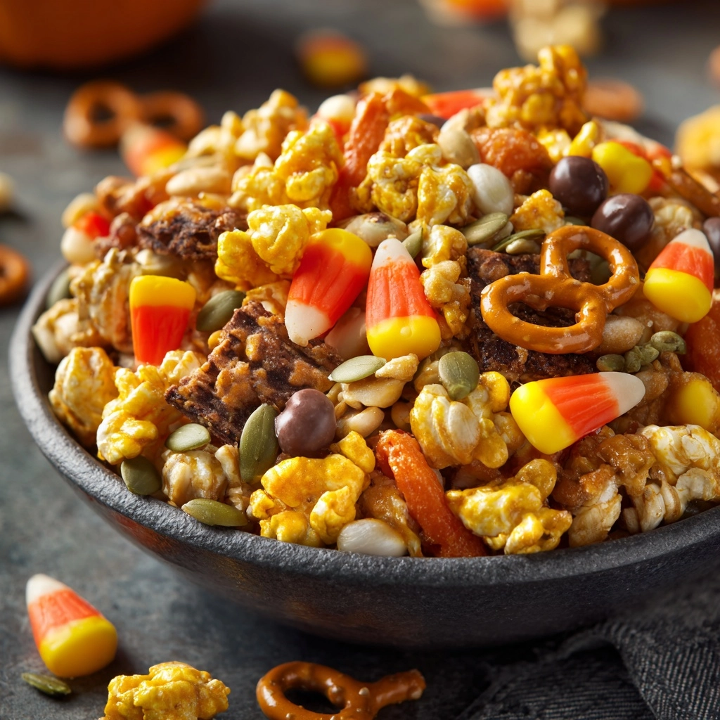 Scarecrow Crunch Snack Mix Recipe | Halloween Caramel Corn