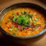Spicy Sesame Carrot & Red Lentil Soup with a Kick