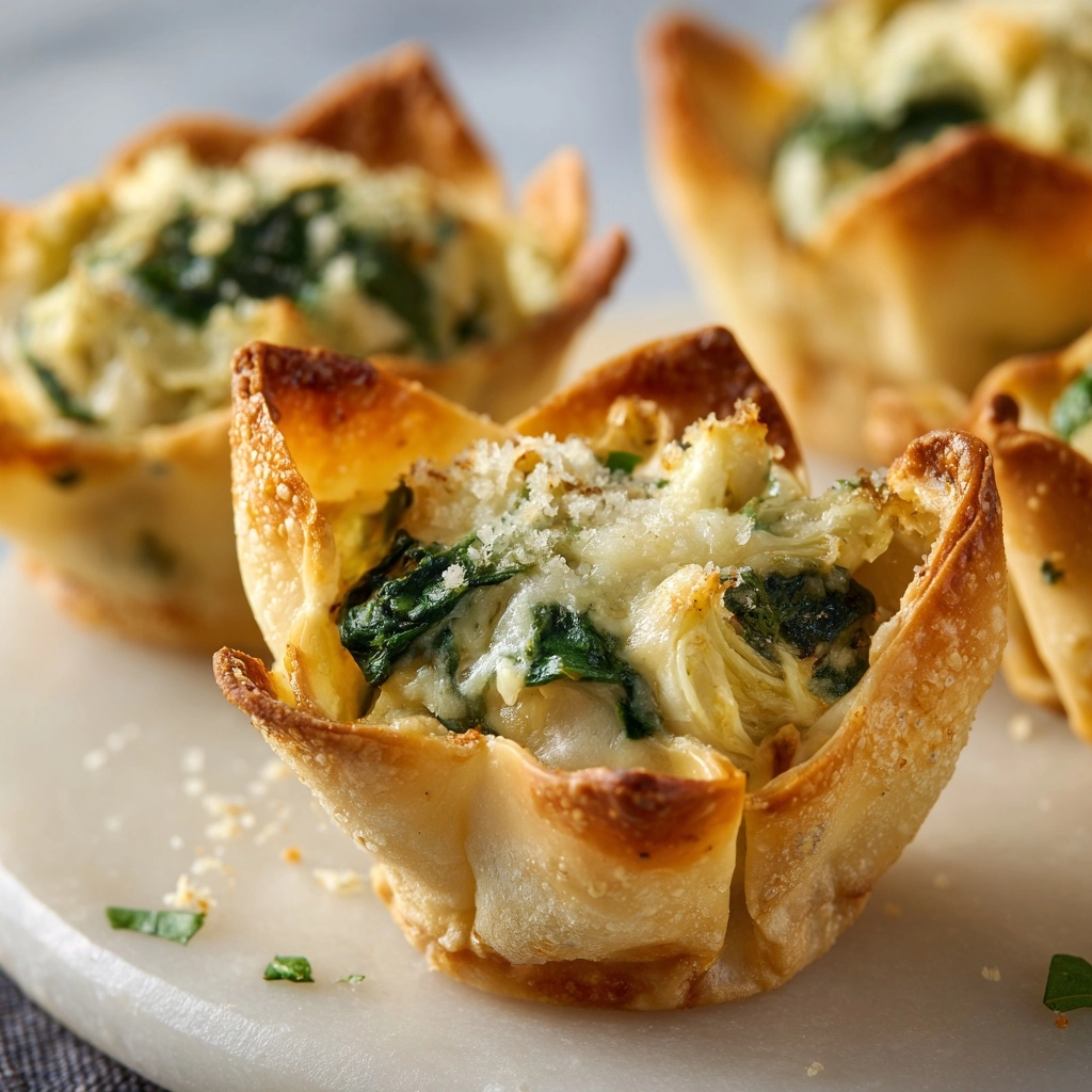 Spinach & artichoke wonton cups