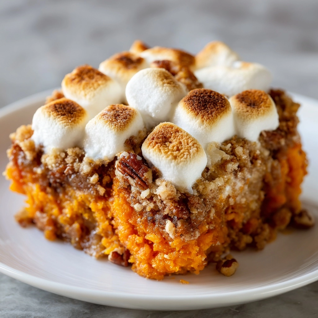 Sweet Potato Casserole with Marshmallows & Brown Sugar Streusel