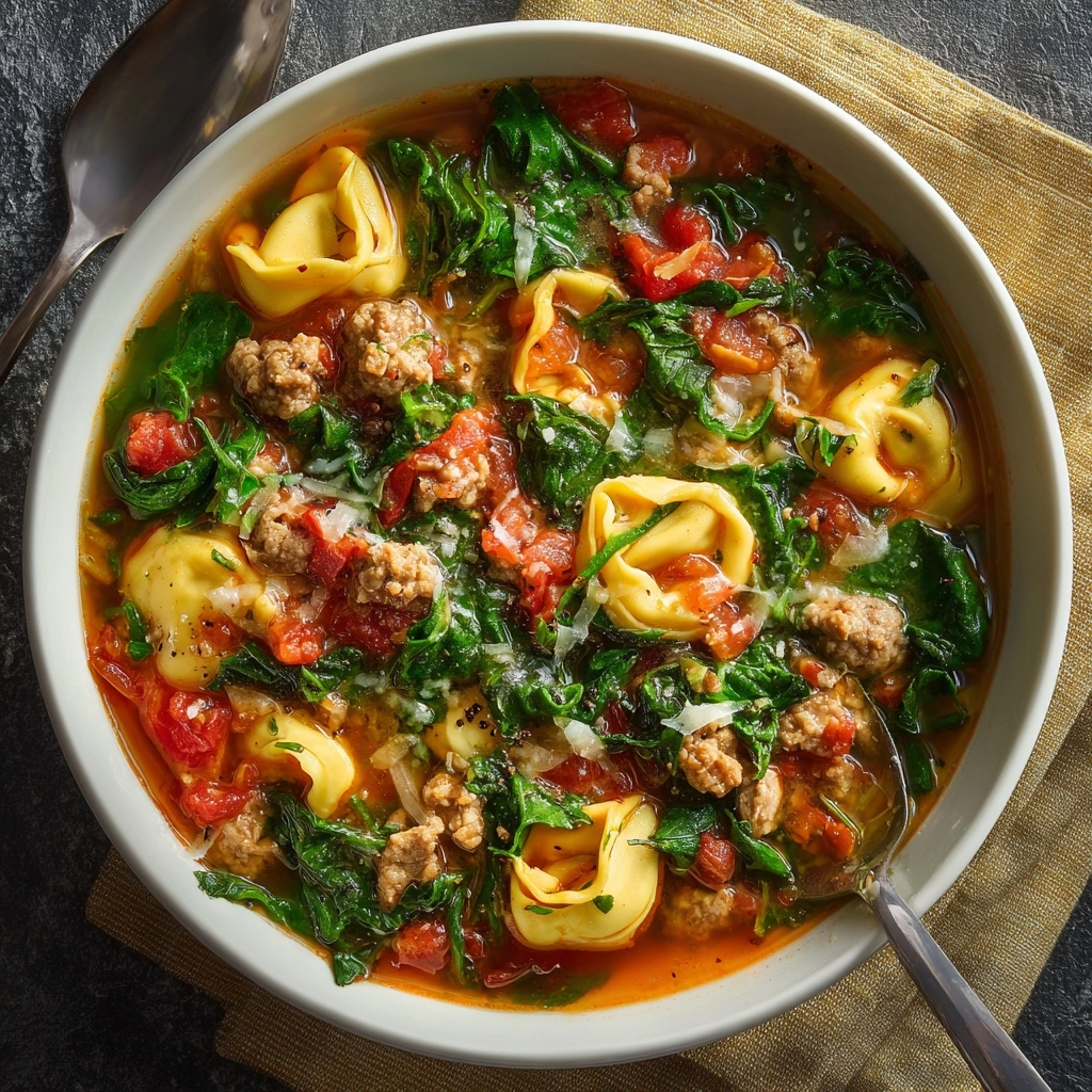 Autumn Soup - Sausage Tortellini Soup with Spinach