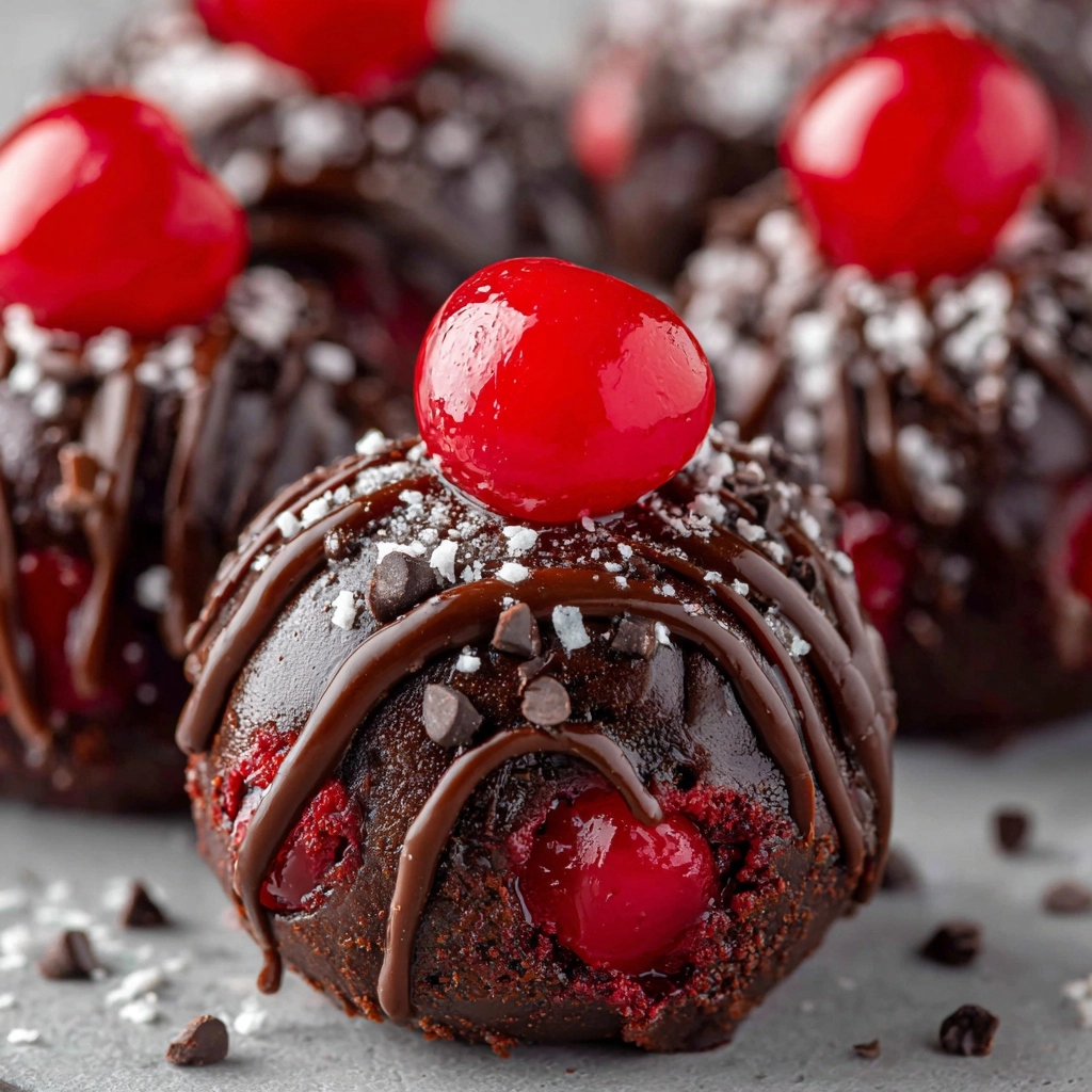 Chocolate Covered Cherry Brownie Bombs