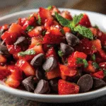 Chocolate chips and Strawberry Salsa