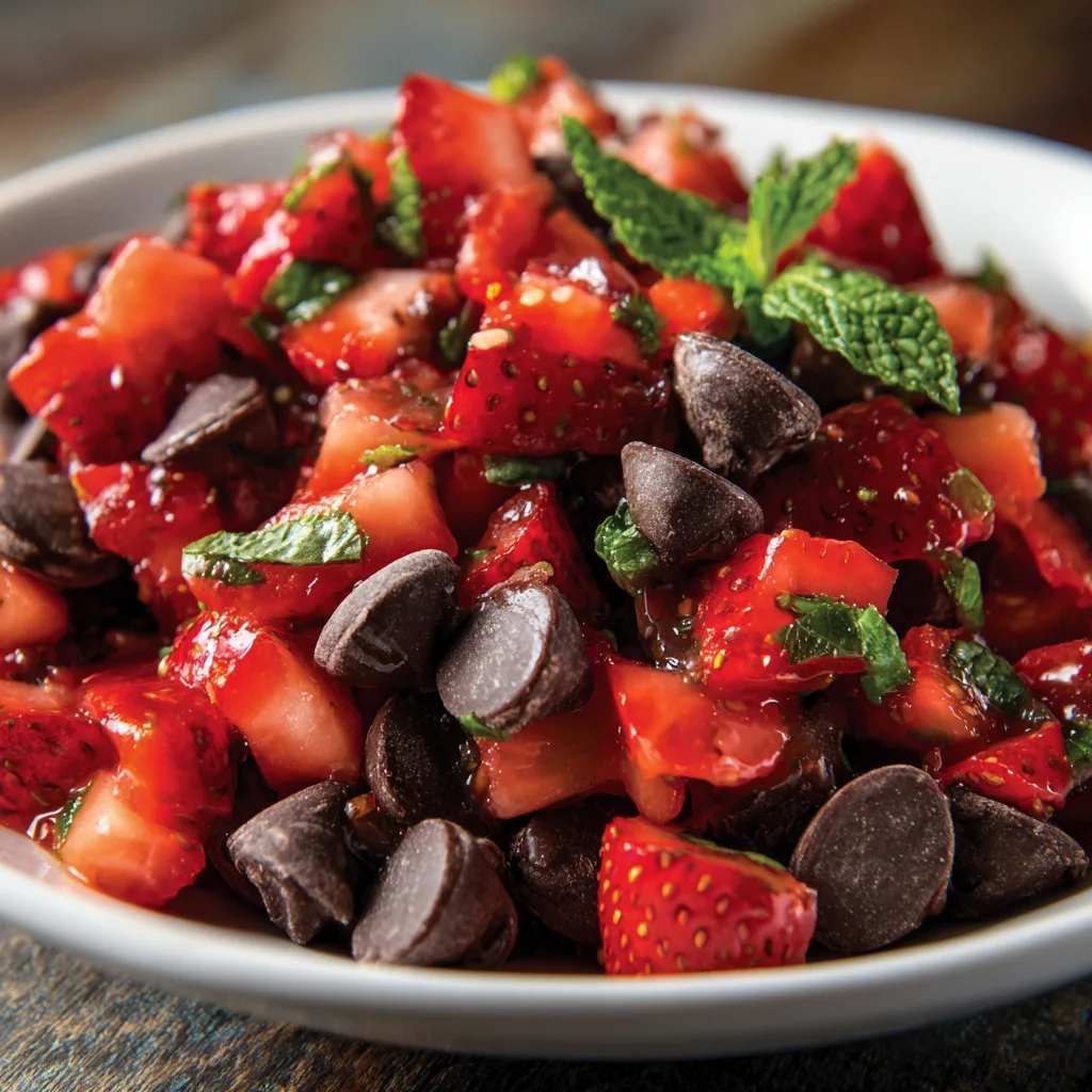 Chocolate chips and Strawberry Salsa