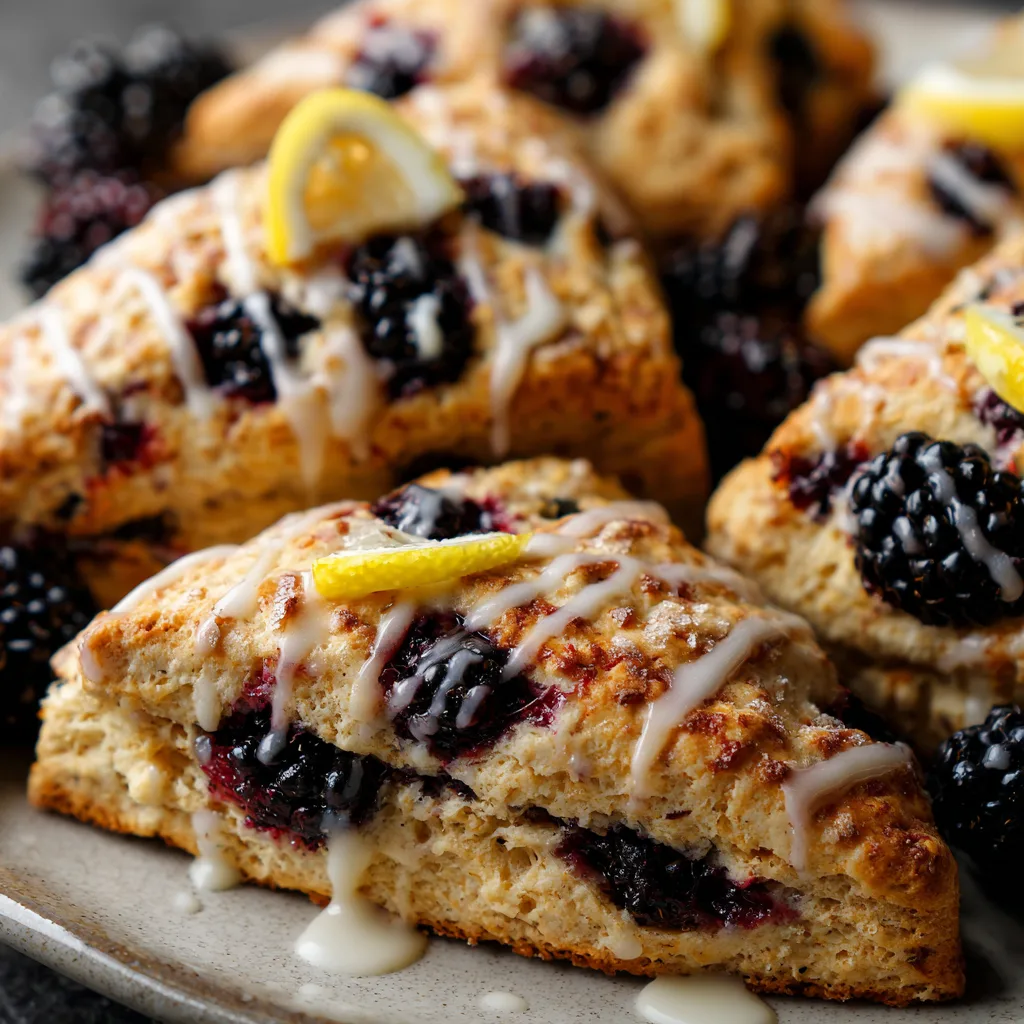 Earl Grey Blackberry Scones with Lemon Glaze