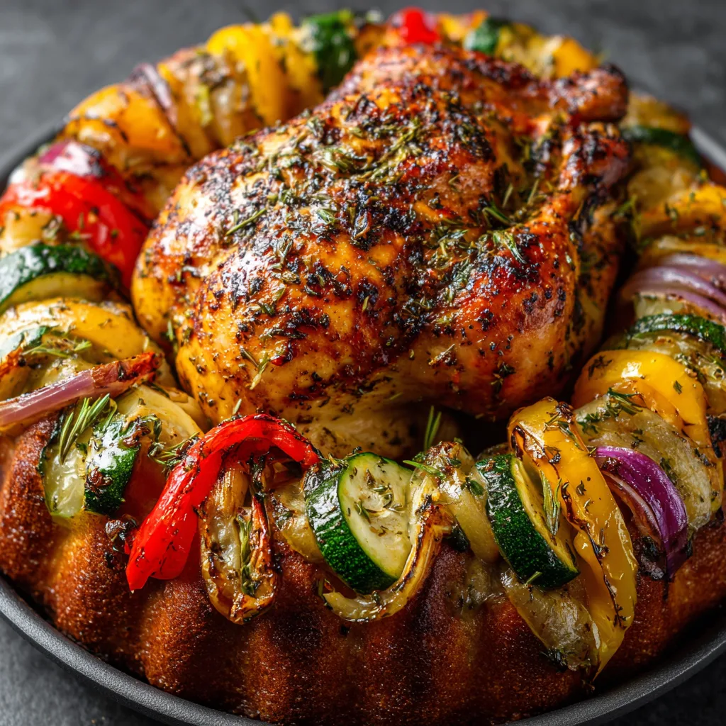 Easy Bundt Pan Roasted Greek Chicken and Vegetables Recipe