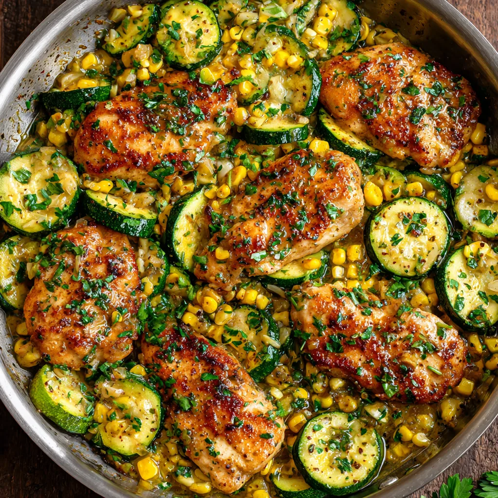 Garlic Butter Chicken with Zucchini and Corn - One-Pan, 30-Minute Meal