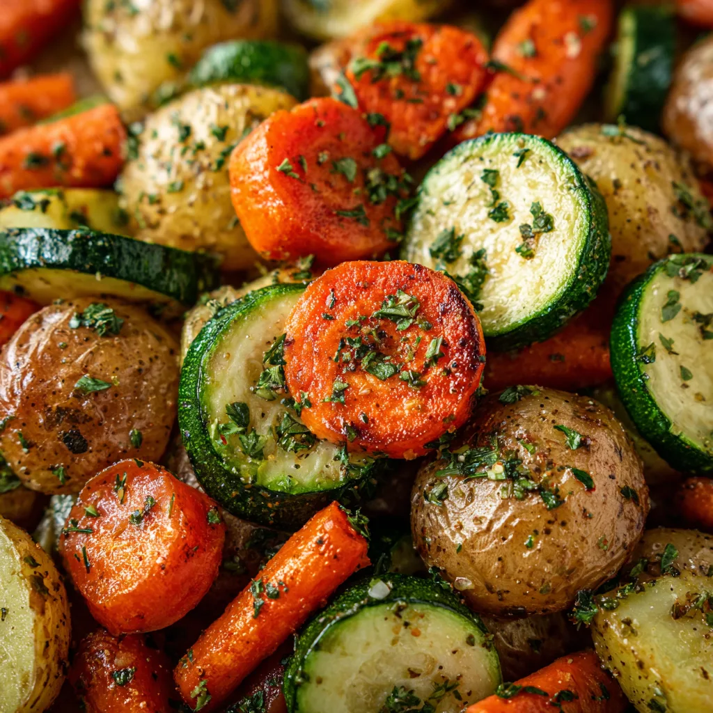 Garlic Herb Roasted Potatoes Recipe with Carrots and Zucchini – Roasted Vegetables Recipe