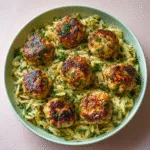 Greek Chicken Meatballs with Lemon Orzo